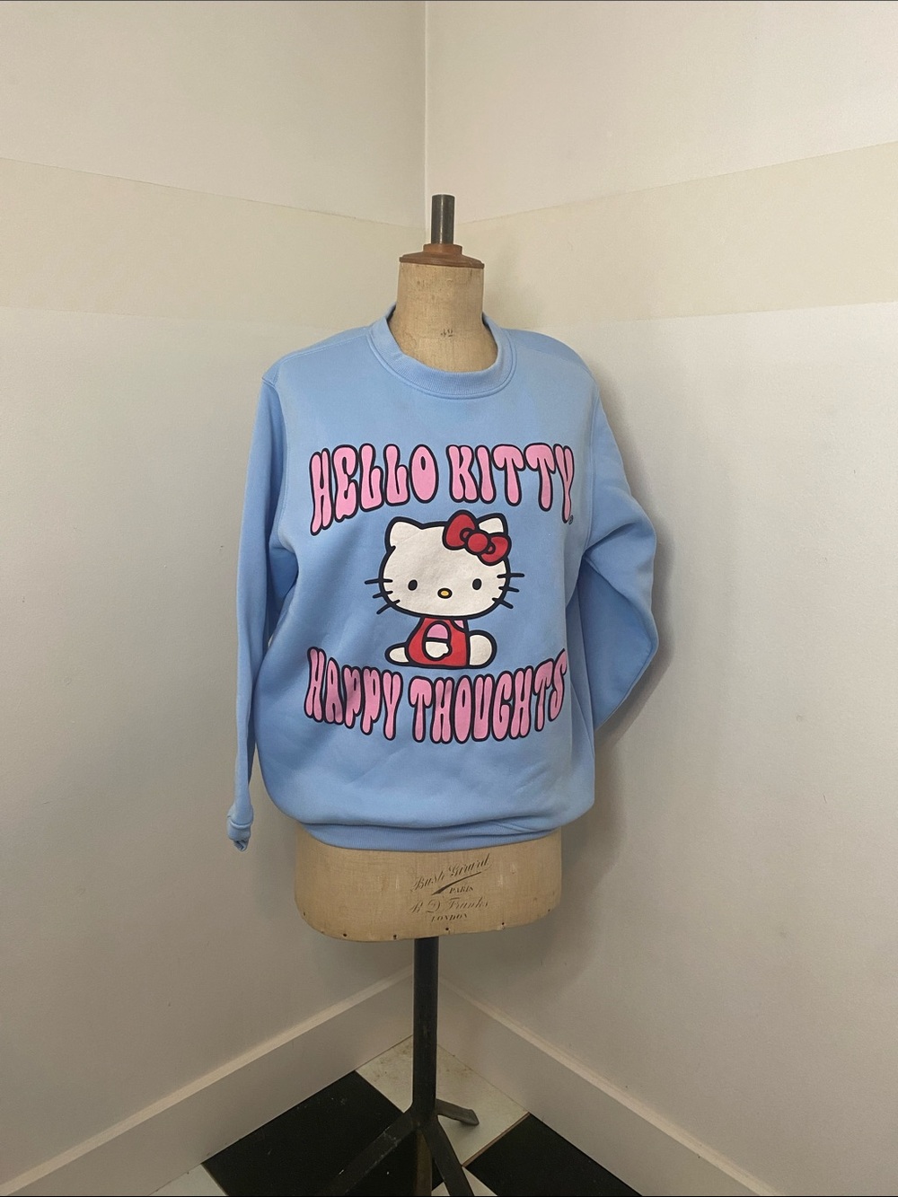 Hello Kitty Light Blue Crewneck Sweatshirt with Pink Graphic